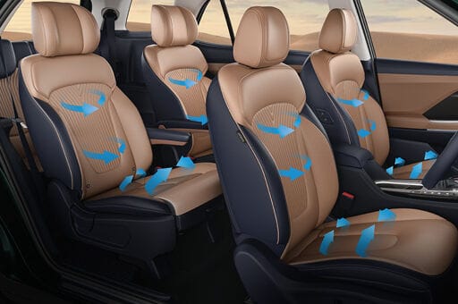 hyundai-alcazar-ventilated-seats-interior Hyundai Alcazar में सीट वेंटिलेशन और आरामदायक सीटें