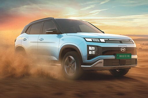 "Hyundai Creta EV 2025 electric SUV with futuristic design and LED lighting in India"