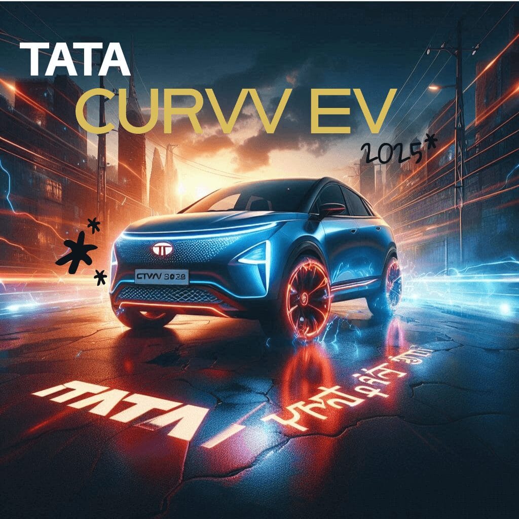 TATA Curvv 2025 electric SUV with dramatic background and bold Hindi text "Tata की इस EV ने मचाया तहलका", used as featured image on Moternest blog