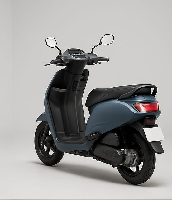 tvs-orbiter-ev-rear-view TVS Orbiter EV Scooter rear angle with taillamp and grab handle