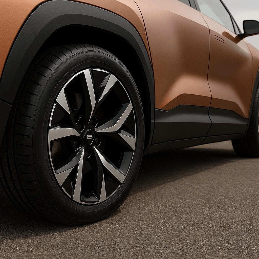 Mahindra BE.05 के ड्यूल-टोन अलॉय व्हील्स – 2025